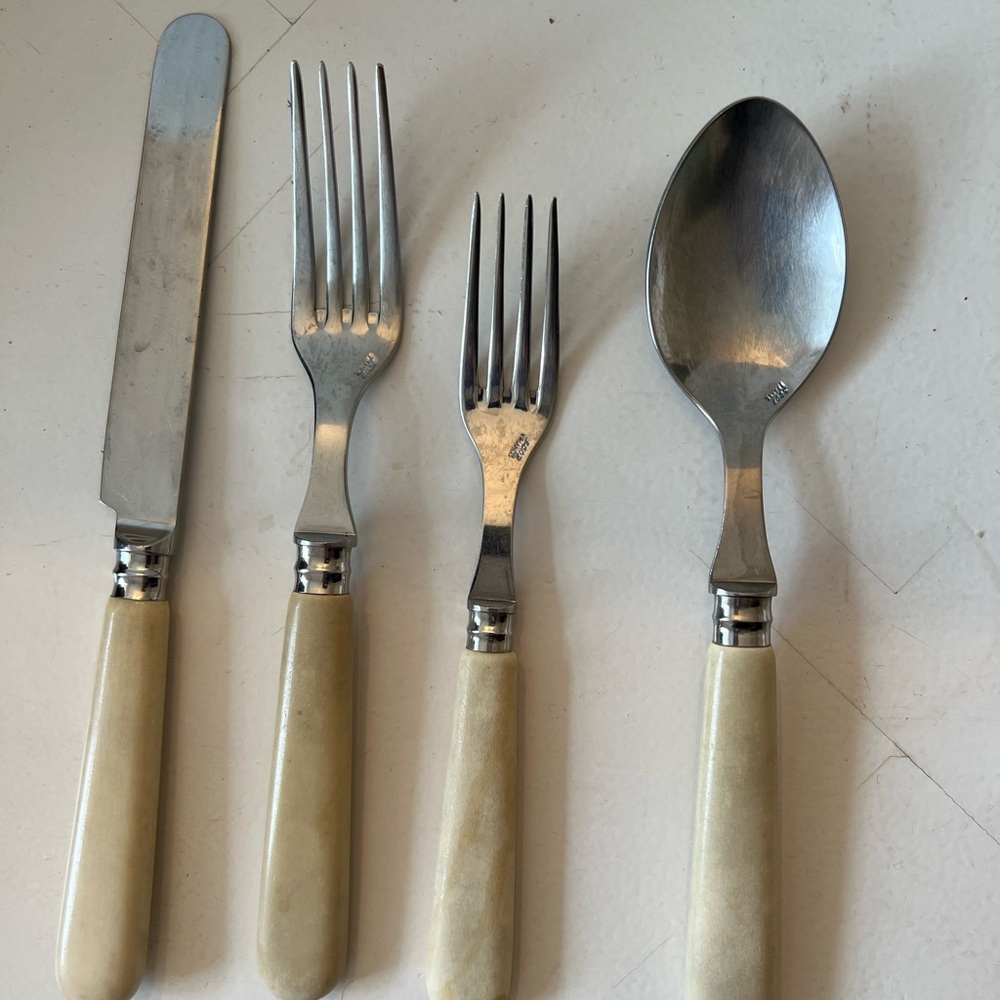 SCOF of France Vintage 40 piece Cambridge Ivory Flatware Set See Details